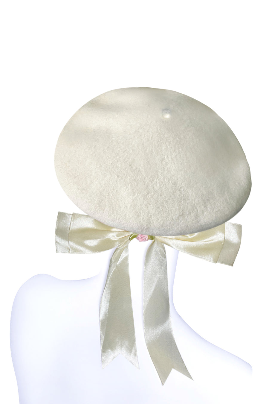Off white beret with a matching ribbon - NEW !