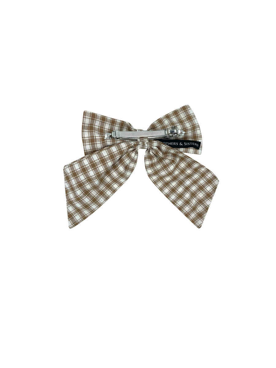 New ! Gingham camel bow clip