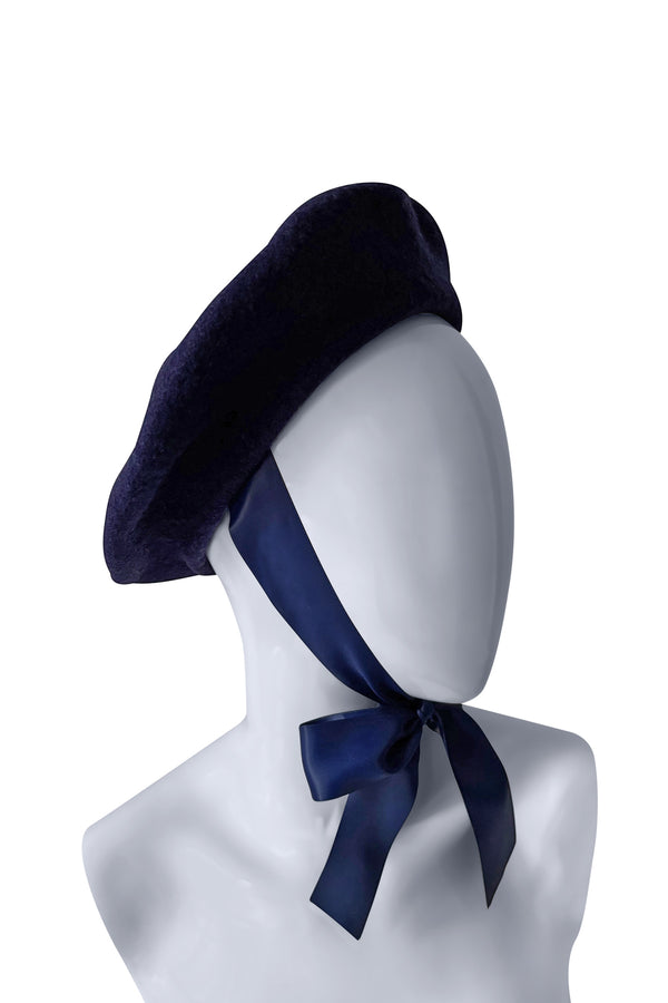 women navy Blue Wool Beret – Timeless Parisian Elegance with a Modern Edge