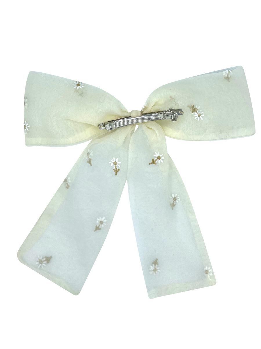 NEW ! Barrette cream embroidered with flowers