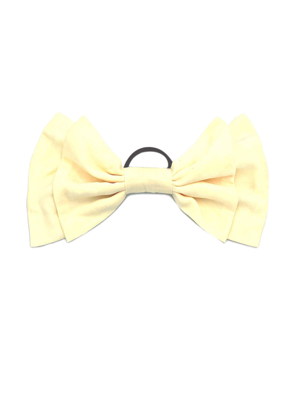 Beige double bow hair tie