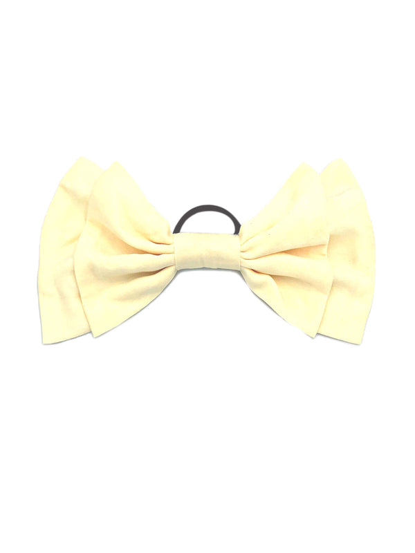 Beige double bow hair tie