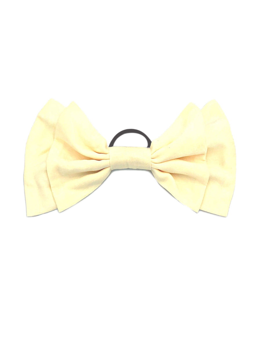 Beige double bow hair tie