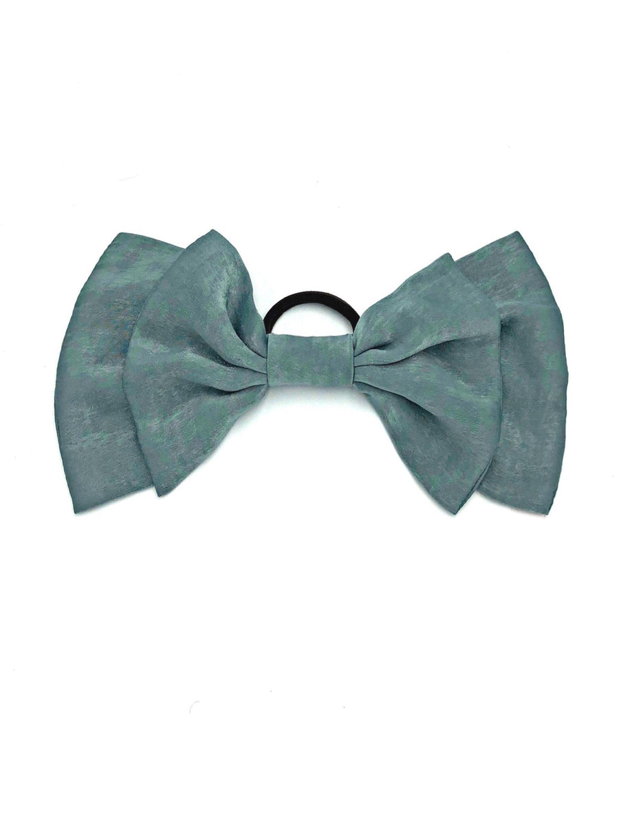 Green double bow hair tie