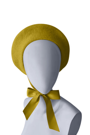 Greenish-Yellow Wool Beret | French Style beret Hat for Women inspired by paris