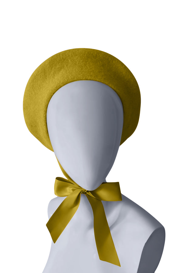 Greenish-Yellow Wool Beret | French Style beret Hat for Women inspired by paris