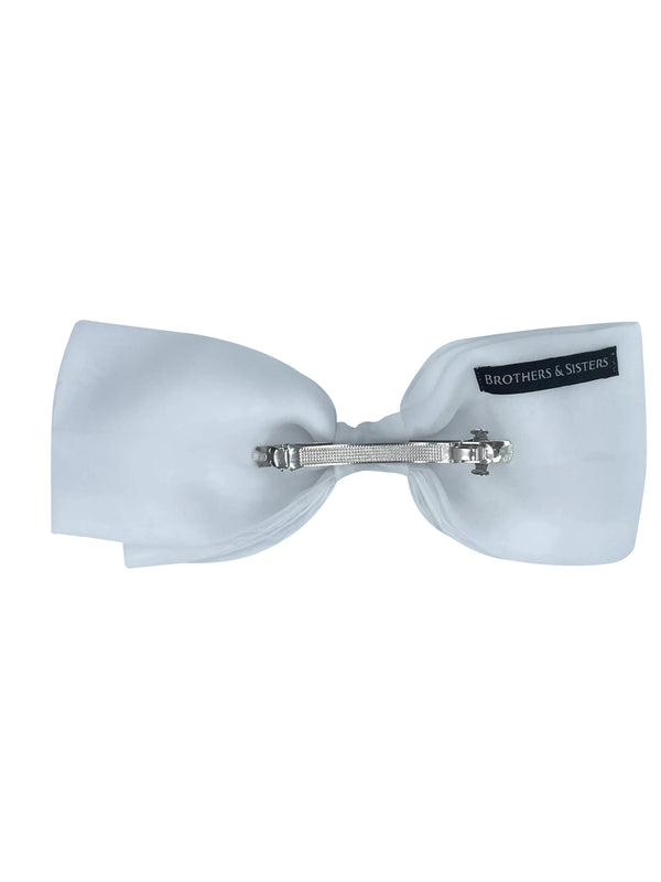 White Organza Hair Bow Clip Barrette – Ribbon Hair Bow for Bridal Hair, Parties & Everyday Hair Accessories