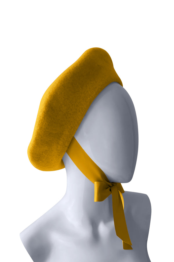 Mustard Wool Beret – Bold French Style hair accessories with a Modern Twist