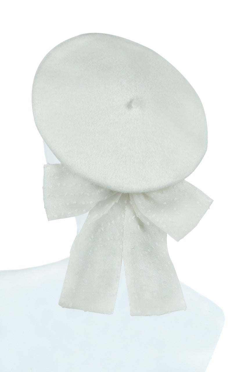White Plumetis Beret – NEW!!