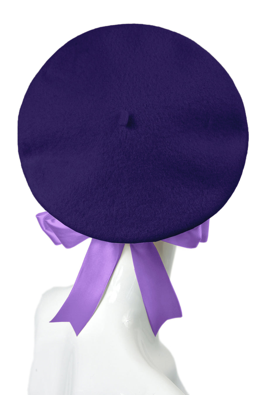 Dark purple beret with ribbon