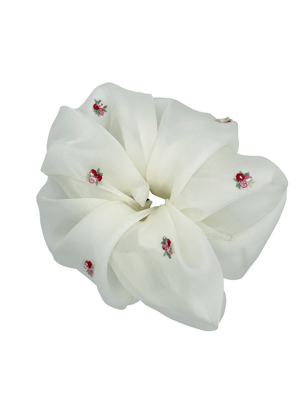 Voluminous Hair Scrunchie Red Flowers Scrunchie