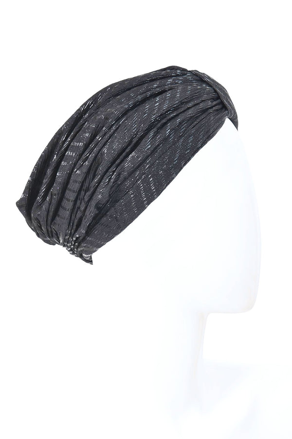 Turban for Hair Loss Black Super Shiny & Stretch Turban - NEW !