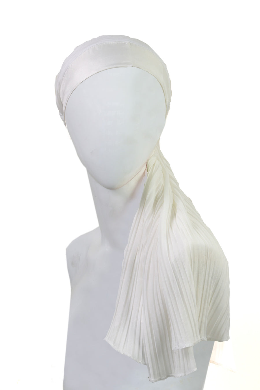 White pleated headwrap