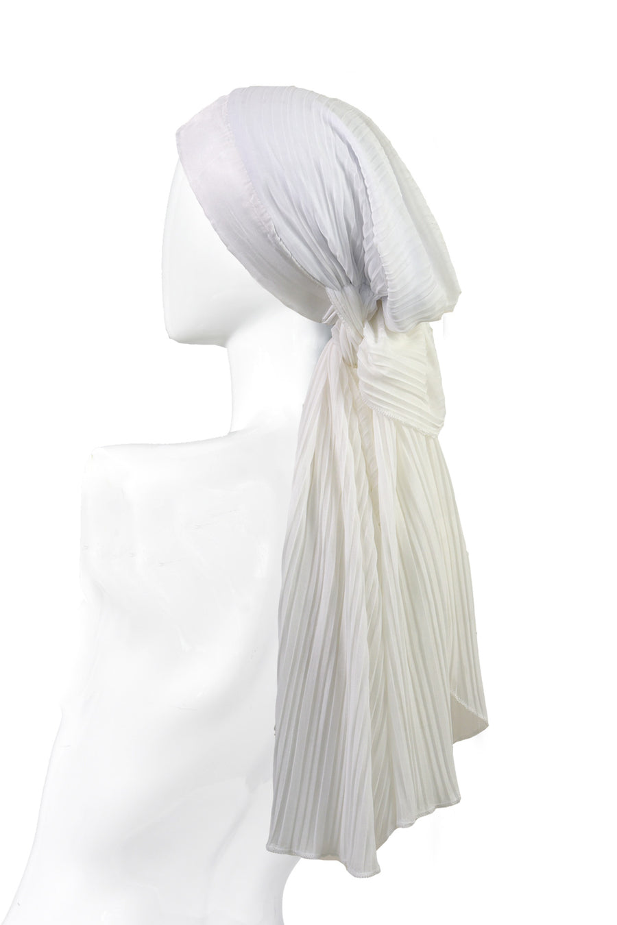 White pleated headwrap