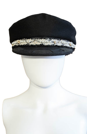 Black woolen sailor cap - NEW !