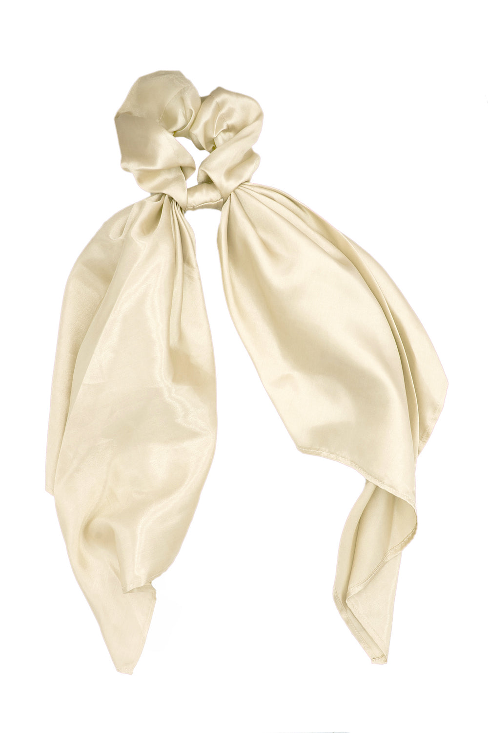 Beige satin scrunchie scarf