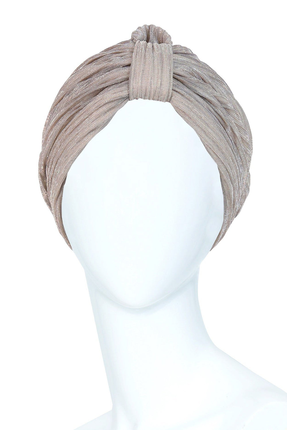 Beige sparkly turban