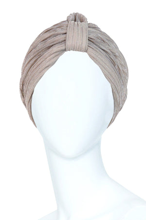 Turban for Hair Loss Beige Sparkly Turban