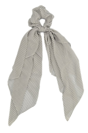 Grey stripes scrunchie scarf