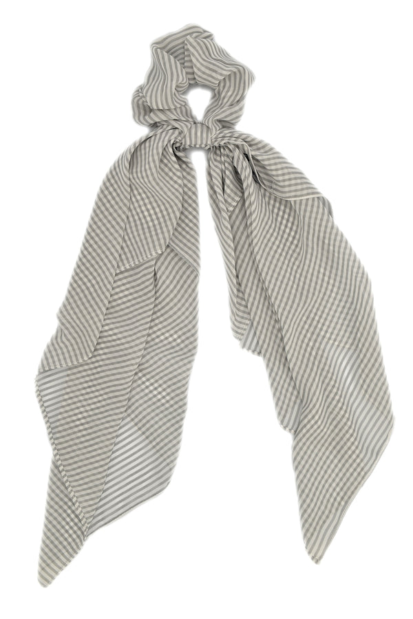 Grey stripes scrunchie scarf
