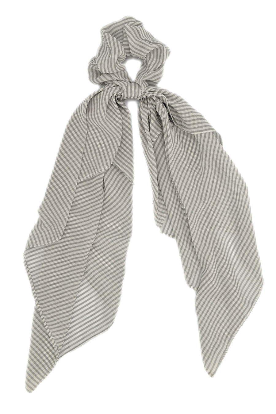 Grey stripes scrunchie scarf