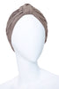 BRUNE Brown Turban made of Pleated Satin