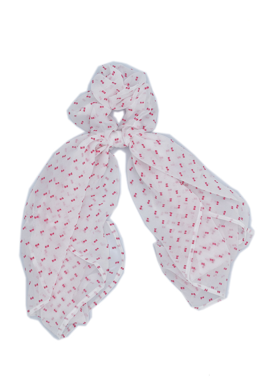 White scrunchie scarf with squares