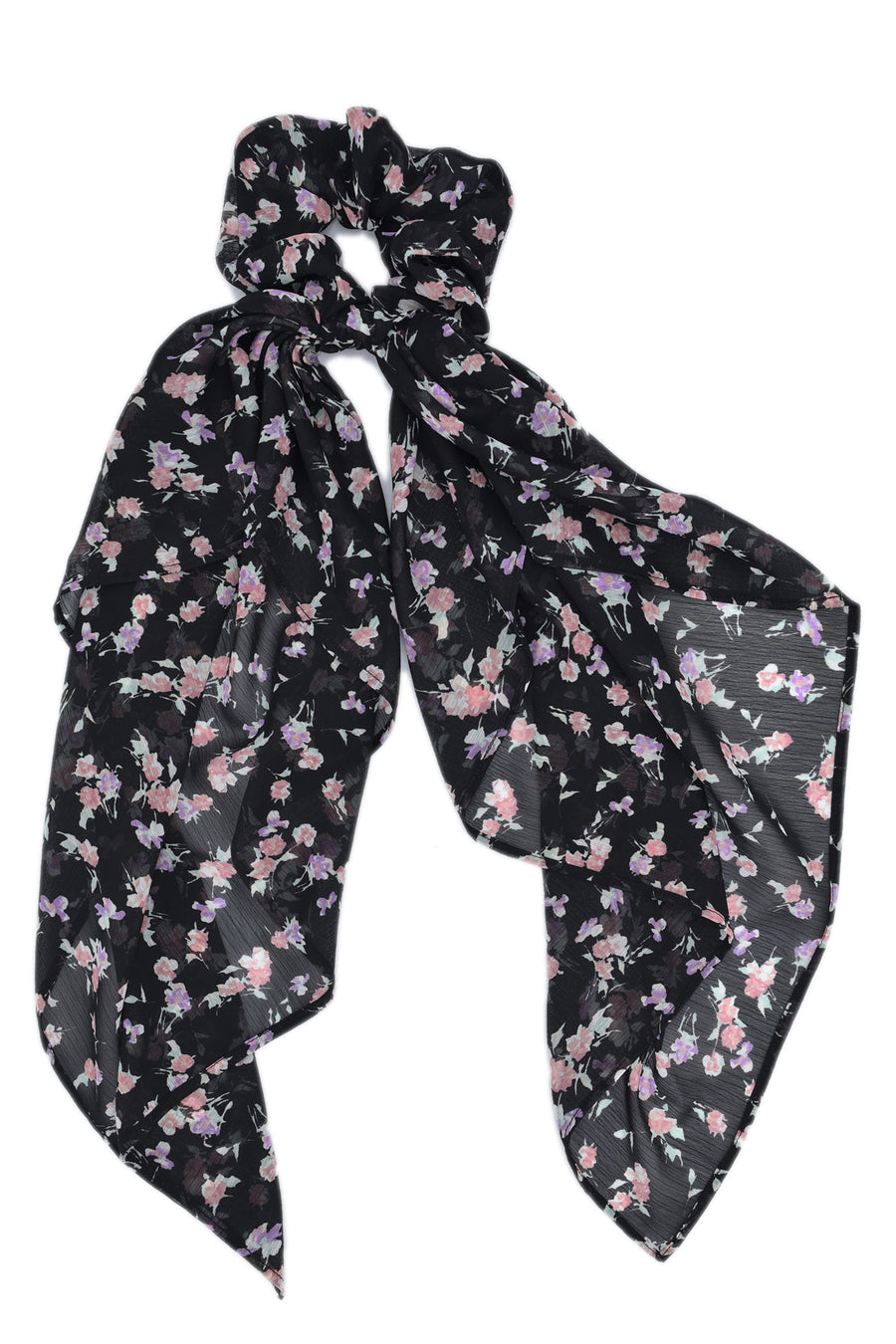 Long black & pink scrunchie scarf