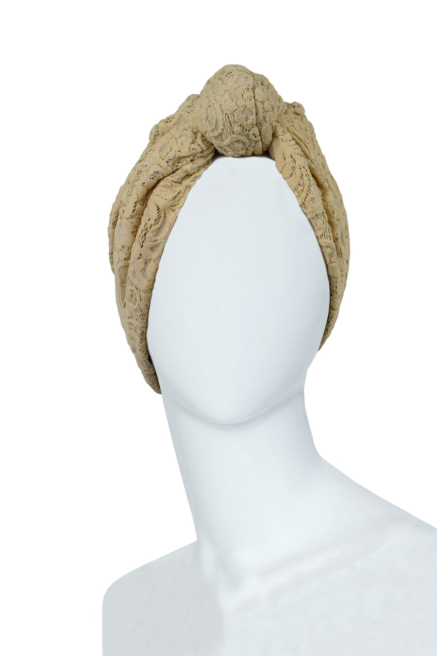 Dentelle beige knot turban