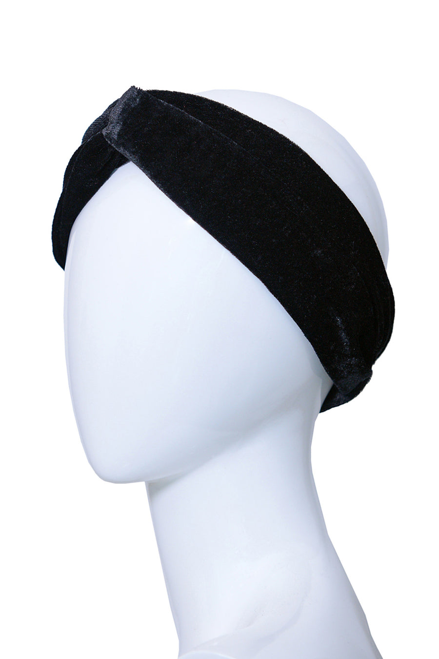 APOLINE Black Crossed Handmade Headband in Velvet