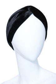 APOLINE Black Crossed Handmade Headband in Velvet