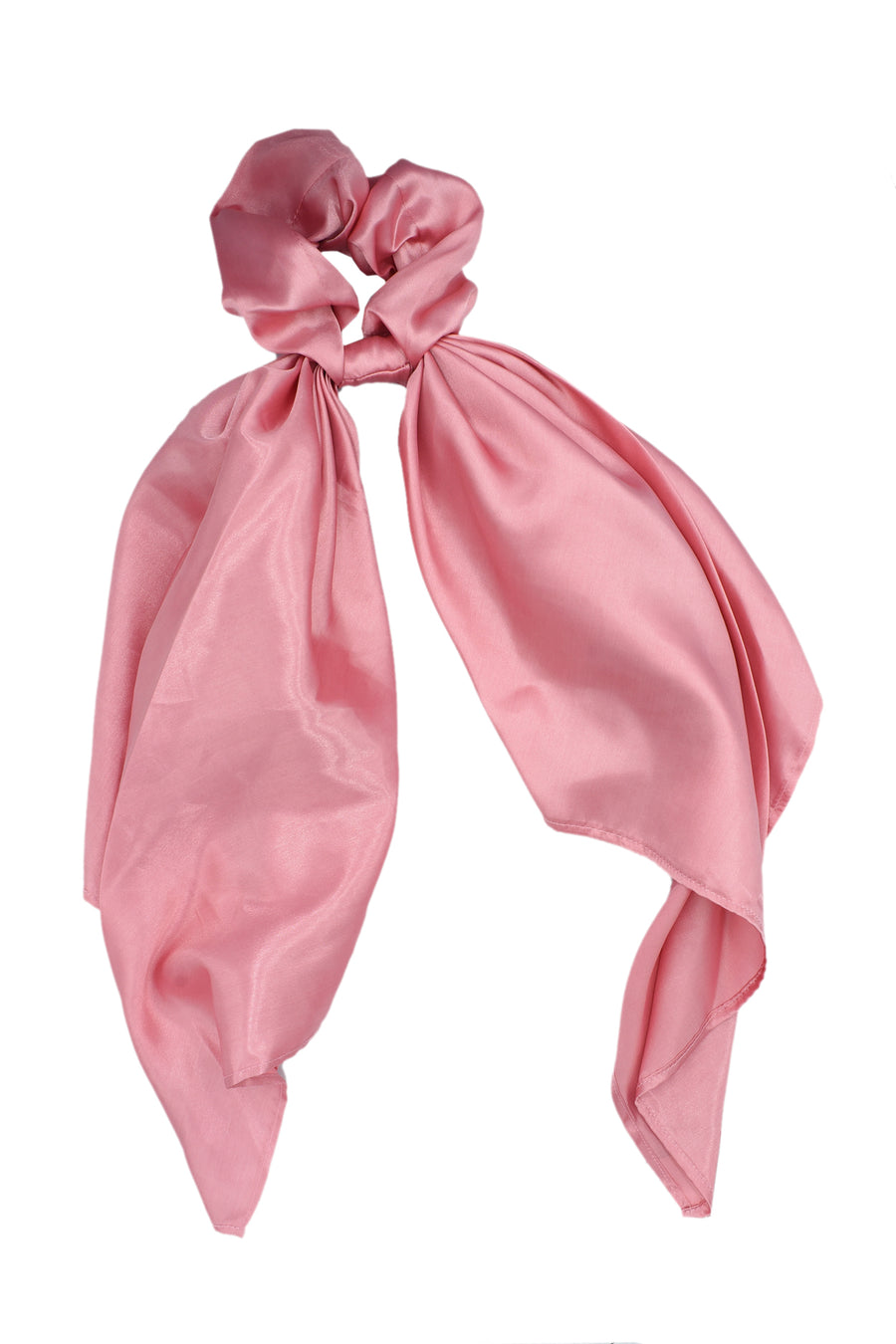 Pink satin scrunchie scarf