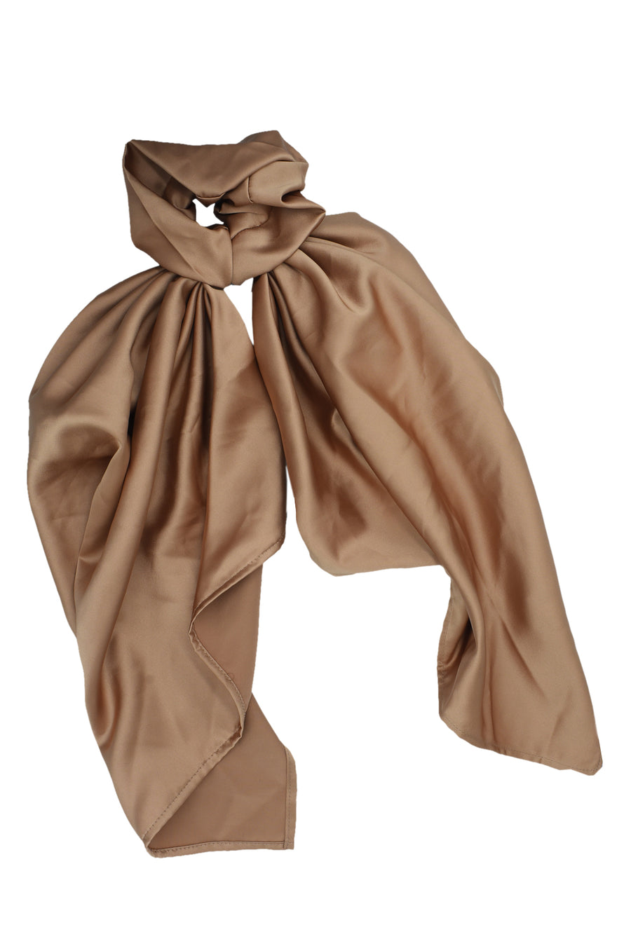 Thick satin camel  scrunchie scarf