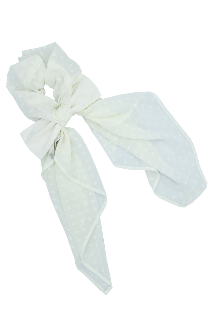 White scrunchie scarf with bow