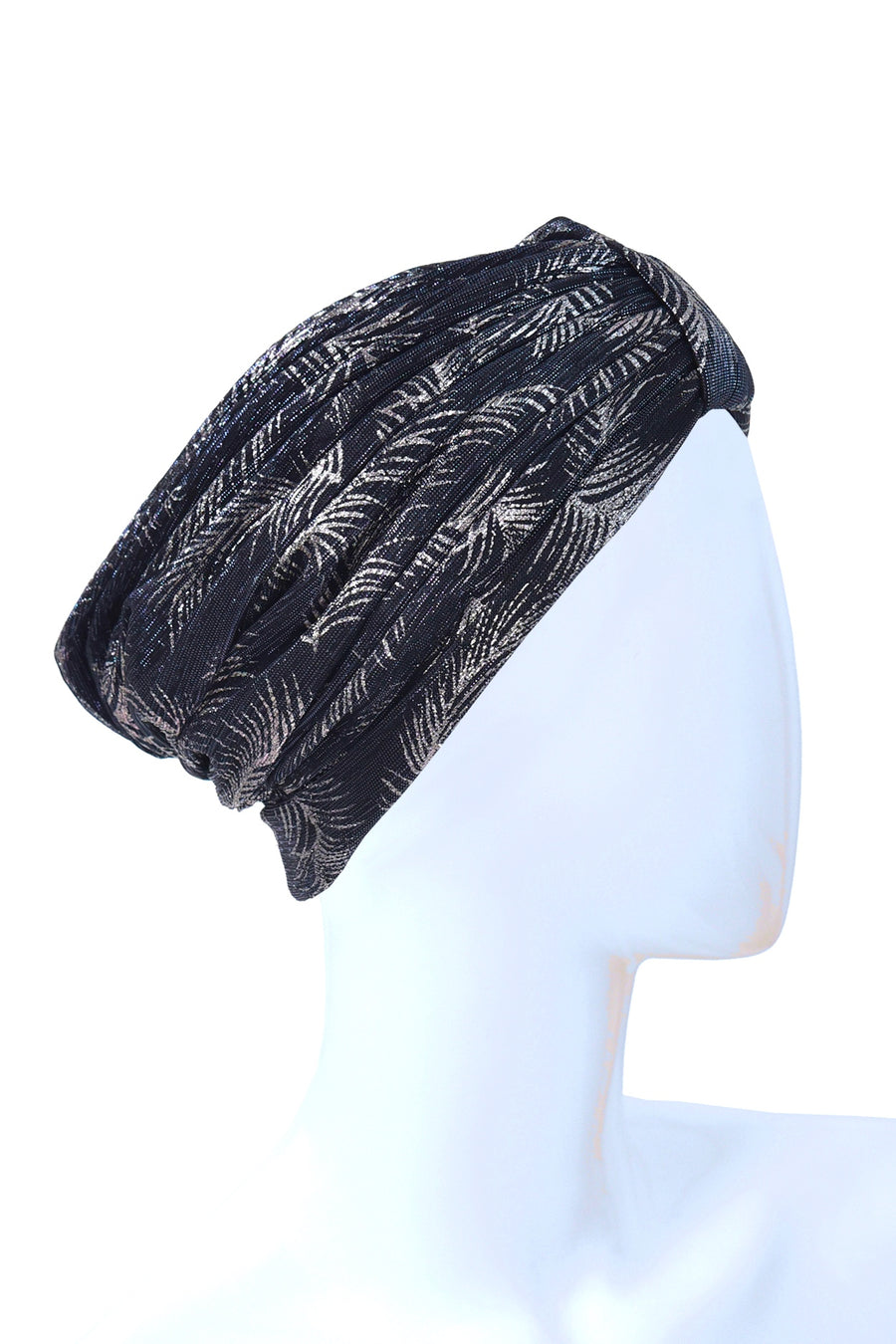 Dark blue turban with leaves - NEW !