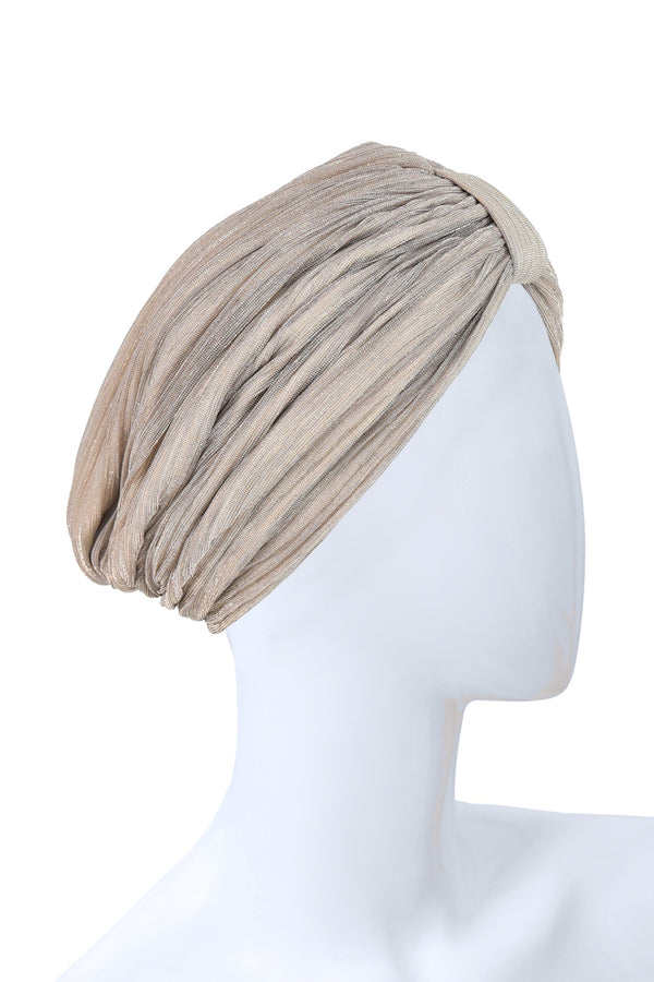 Turban for Hair Loss Beige Sparkly Turban