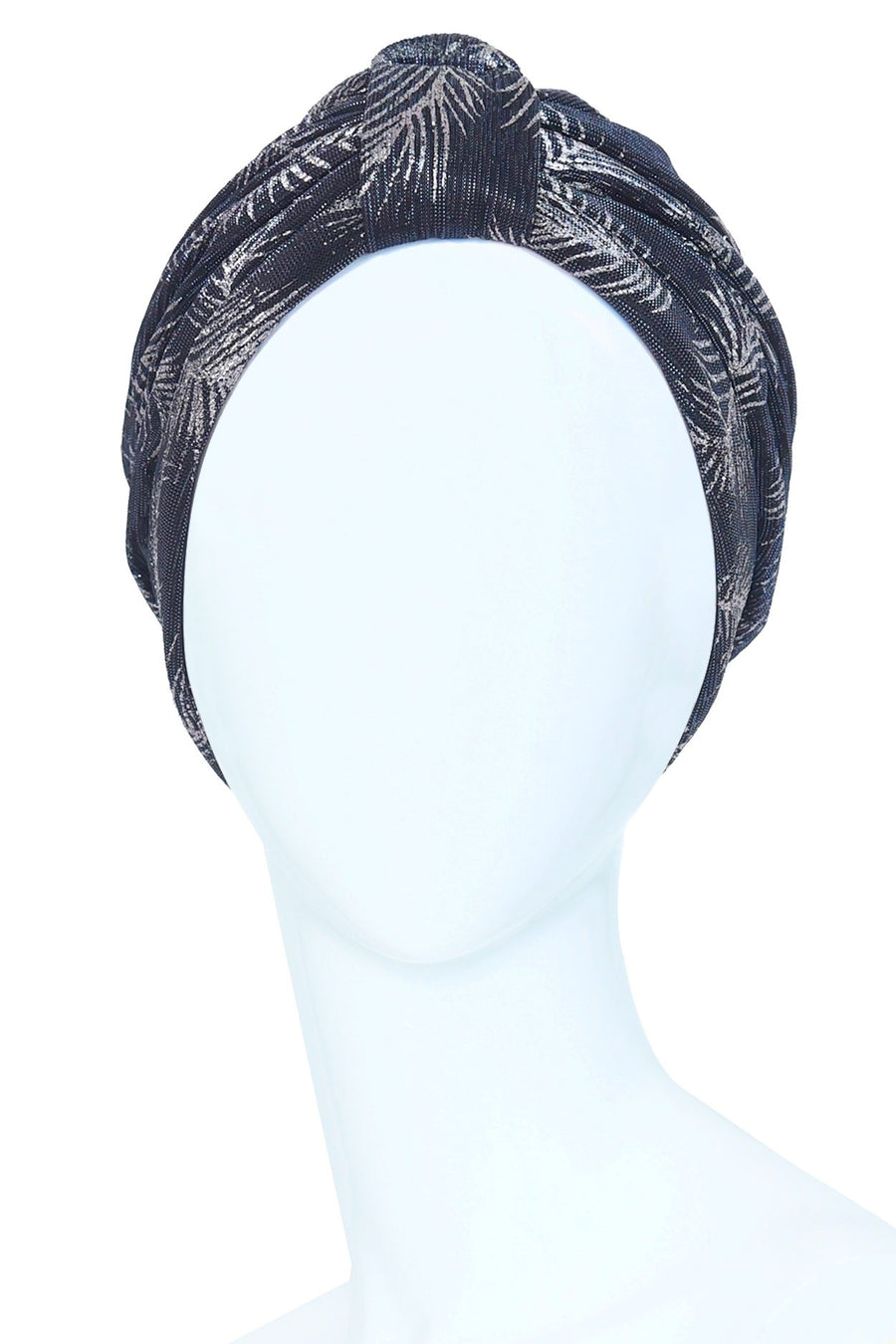 Dark blue turban with leaves - NEW !