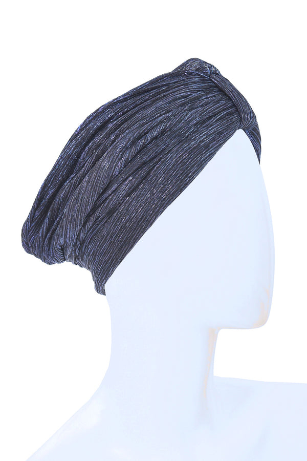 Alopecia Turban Black and Blue Sparkly Turban - NEW !