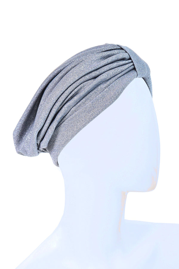 Grey lurex turban