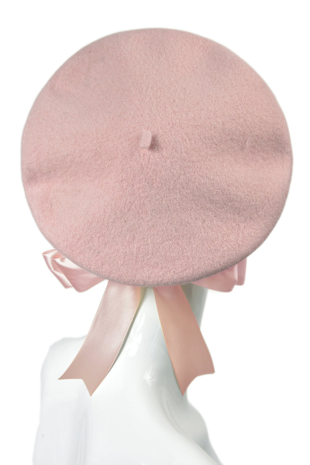 Baby pink beret with ribbon