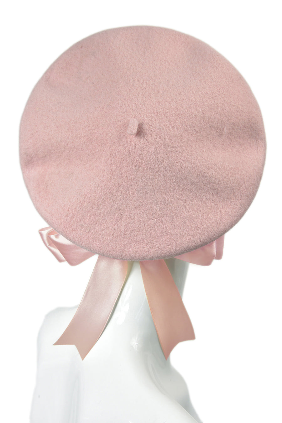 Baby pink beret with ribbon