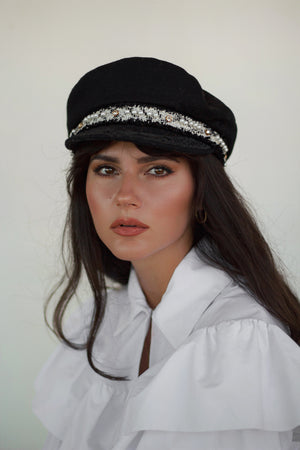 Black woolen sailor cap - NEW !