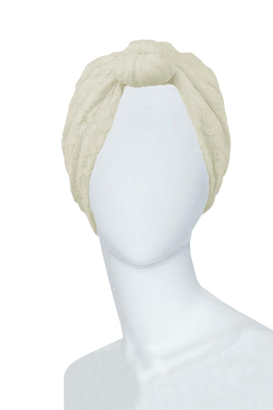 Dentelle lace cream knotted turban