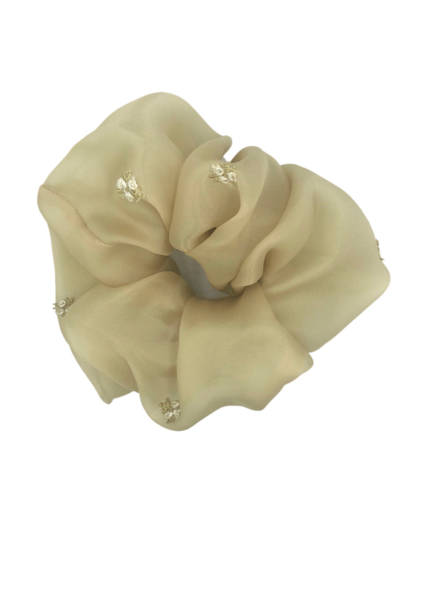 Camel flowers scrunchie