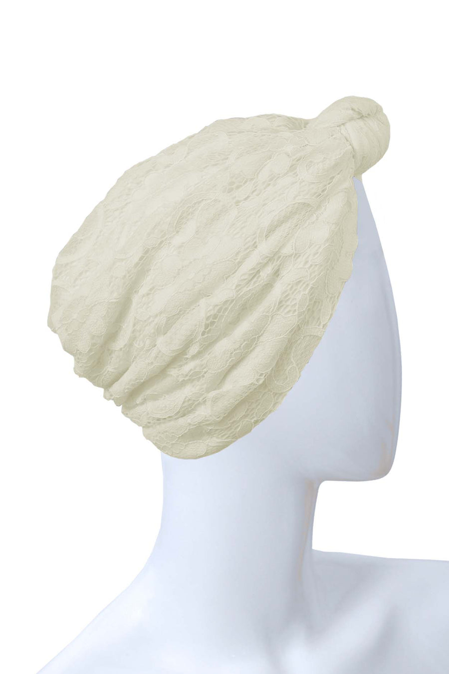 Dentelle lace cream knotted turban