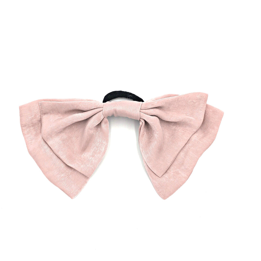 Soft pink double bow hair tie